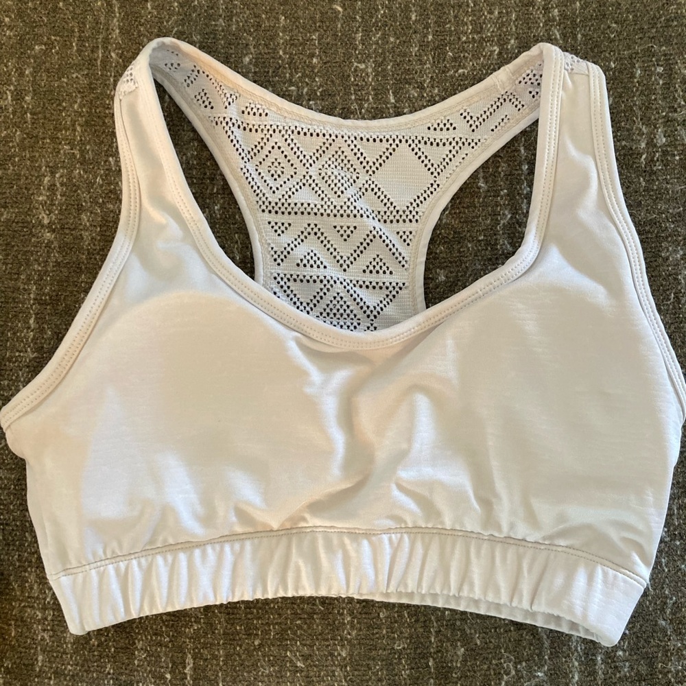 Zyia White Bomber Sports Bra. Size Medium